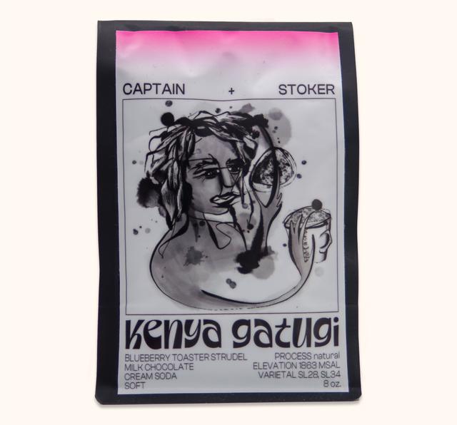 Front of Kenya Gatugi beans from Captain + Stoker package