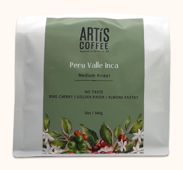 Front of Peru Valle Inca beans from Artís Coffee package